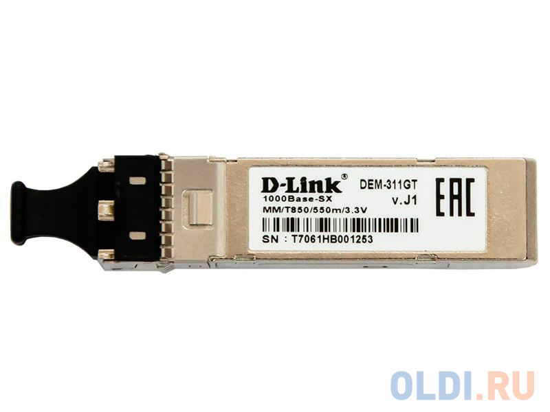 SFP-трансивер D-Link 311GT/A1A SFP-трансивер с 1 портом 1000Base-SX для многомодового оптического кабеля (до 550 м) трансивер d link 432xt b1a 1x10gbase lr