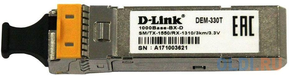 D-Link 330T/3KM/A1A 1000Base-BX-D  Single-mode 3KM WDM SFP Tranceiver, support 3.3V power, SC connector фото
