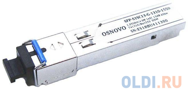 OSNOVO Оптический SFP Модуль GE, одно волокно SM, до 1,25 Гбит/c, SC, до 20км, Tx:1310/Rx:1550, DDM snr модуль sfp оптический дальность до 300м 5db 850нм