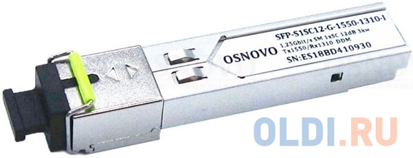 Модуль Osnovo SFP-S1SC12-G-1550-1310-I osnovo sfp модуль sc 1 25 гбит c до 3км tx 1310 rx 1550 ddm