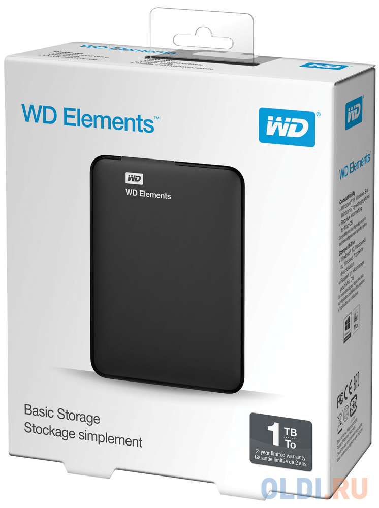 Внешний жесткий диск 1Tb WD Elements Portable WDBUZG0010BBK-WESN (2.5&quot;, USB 3.0, Black) от OLDI