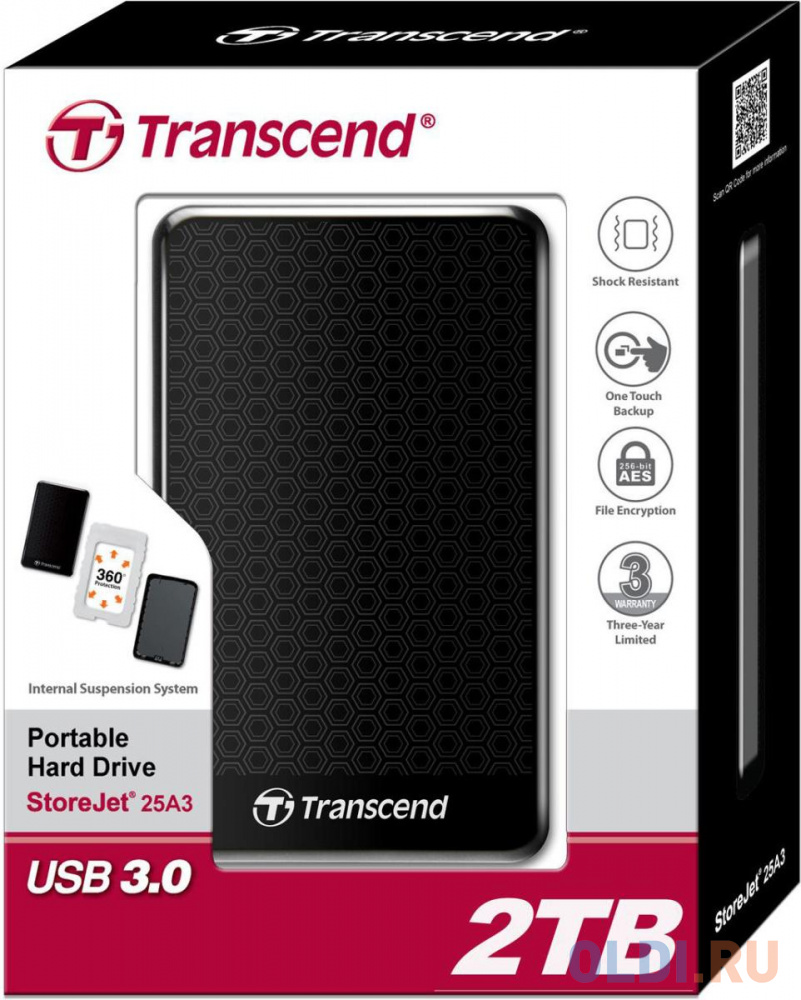 Внешний жесткий диск 2.5&quot; 2 Tb USB 3.0 Transcend TS2TSJ25A3K черный Вид№5