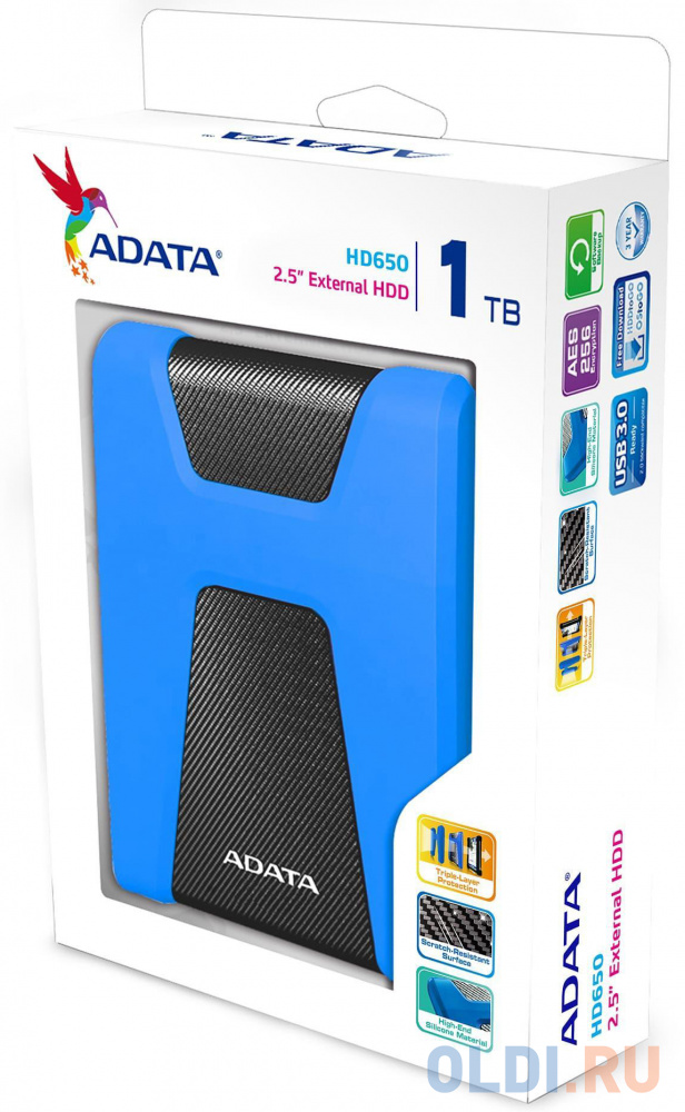 Внешний жесткий диск 2.5&quot; 2 Tb USB 3.1 A-Data HD650 синий Вид№5