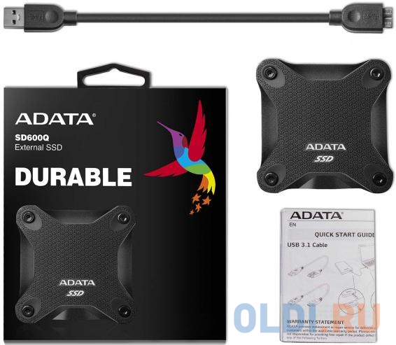 Накопитель SSD A-Data USB 3.0 240Gb ASD600Q-240GU31-CBK SD600Q 1.8" фото