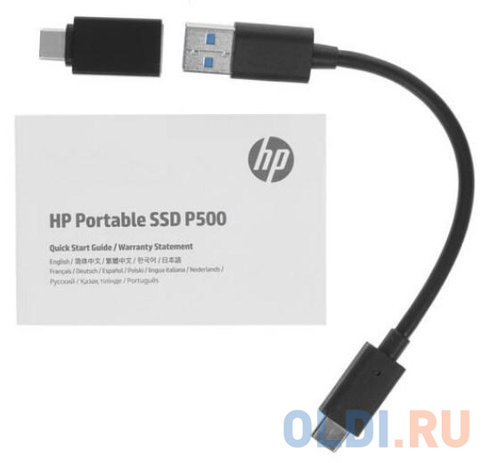 Портативный твердотельный накопитель HP P500, USB 3.2 gen.2 / USB Type-C / USB Type-A, OTG, 250 ГБ, R370/W200, серебряный 7PD51AA#ABB - фото 4