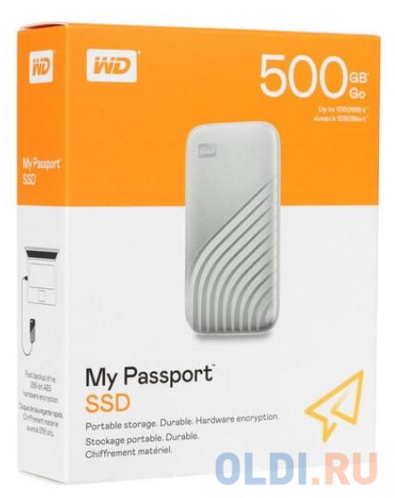 SSD жесткий диск USB-C 500GB EXT. WDBAGF5000ASL-WESN WDC, цвет серебристый, размер (ШхГхТ) 	100x55x9 мм - фото 4