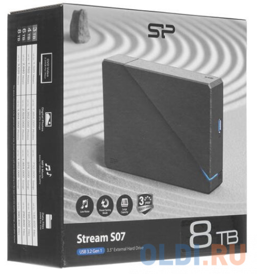Внешний жесткий диск 8TB Silicon Power Stream S07, 3.5", USB 3.2, адаптер питания, Черный Внешний жесткий диск 8TB Silicon Power Stream S07, 3.5", USB 3.2, адаптер питания, Черный фото