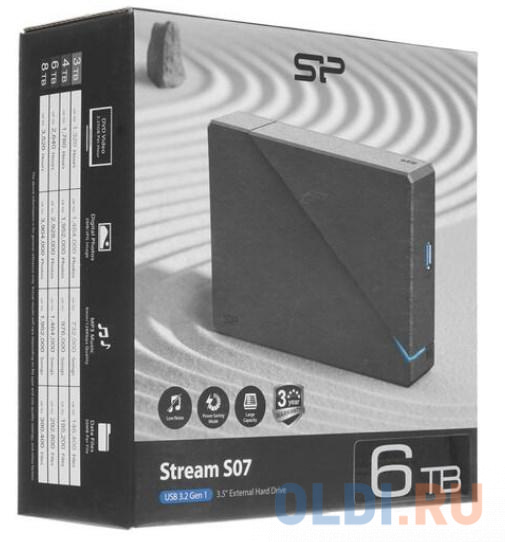 Внешний жесткий диск 6TB Silicon Power Stream S07, 3.5", USB 3.2, адаптер питания, Черный Внешний жесткий диск 6TB Silicon Power Stream S07, 3.5", USB 3.2, адаптер питания, Черный фото