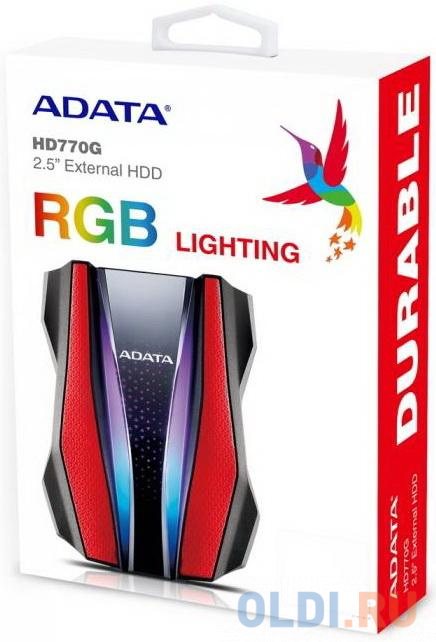 Внешний жесткий диск 2.5" 2 Tb USB 3.2 Gen1 A-Data HD770G красный черный фото