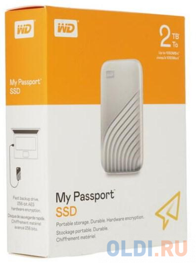 SSD жесткий диск USB-C 2TB EXT. WDBAGF0020BSL-WESN WDC, цвет серебристый, размер ДхШхТ 100,08х55,12х8,89 мм My Passport - фото 5