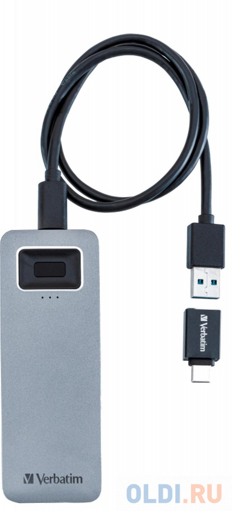 Внешний SSD диск 1.8" 512 Gb USB 3.2 Gen1 Verbatim Executive Fingerprint Secure серый 53656, размер 111 х 40 x 13 мм - фото 3