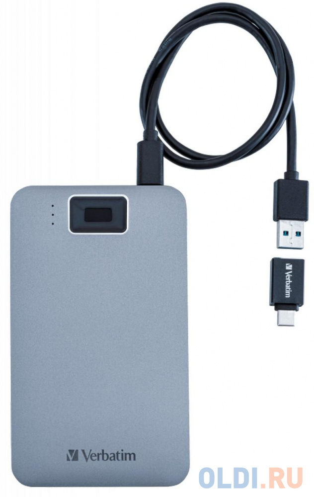 Внешний SSD диск 2.5" 2 Tb USB 3.2 Gen1 Verbatim Executive Fingerprint Secure серый 53653, размер 132,2 x 78 x 16 мм - фото 2