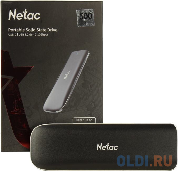 Внешний SSD SSD External Netac 500Gb ZX <NT01ZX-500G-32BK> (USB3.2 Gen2 Type C, up to 1050/950MBs, 105х34х10.5mm, 36.5g, Aluminium) Black - фото 3