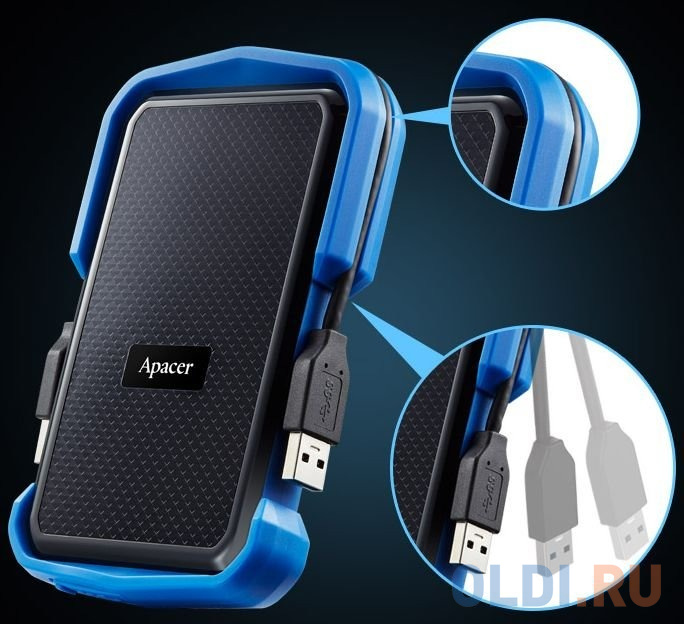 Внешний жесткий диск 2.5" 2 Tb USB 3.1 Apacer AC631 черный синий фото