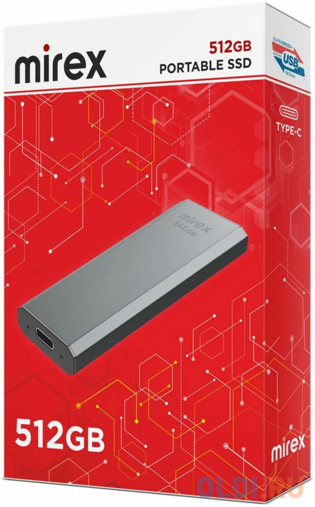Твердотельный диск 512 Mirex Data Master 1, External, USB 3.2 Type-C, [R/W 550/550 MB/s] 3D-NAND, серый металл 13641-S512DM1G - фото 2