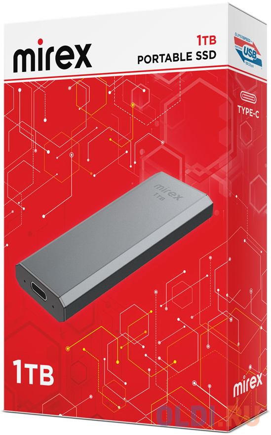 Внешний SSD диск 1.8" 1 Tb USB Type-C Mirex Data Master серый, размер 101 х 29 х 9,5 мм