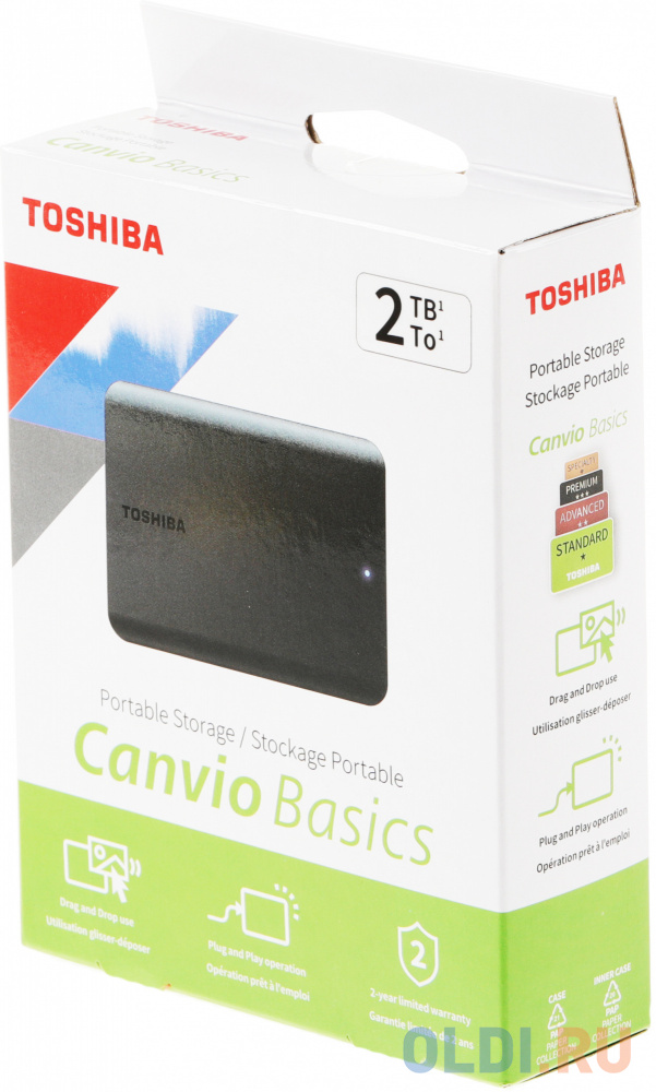 Внешний жесткий диск 2.5&quot; 2 Tb USB 3.2 Toshiba Canvio Basics черный Вид№2