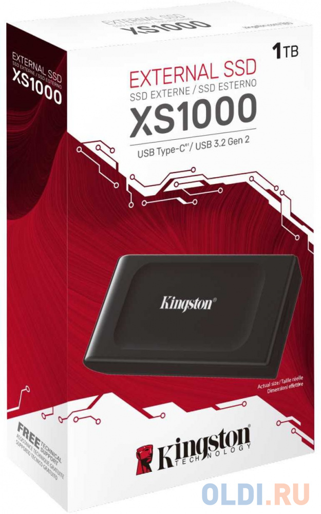 Внешний SSD диск 1.8&quot; 1 Tb USB Type-C Kingston SXS1000/1000G черный Вид№2