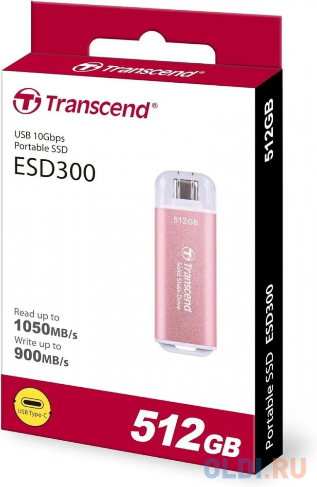 Внешний SSD диск 512 Gb USB Type-C Transcend ESD300 розовый Вид№3