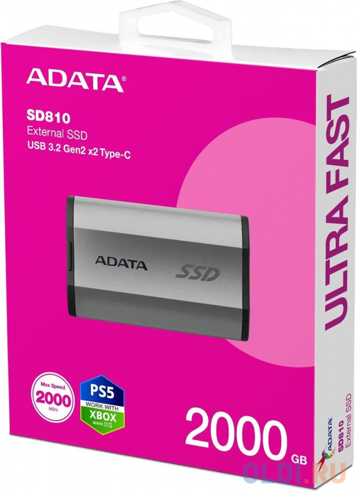 Внешний накопитель SSD ADATA 2Tb SD810 USB Type-C (2000/2000 Mb/s) metal case grey (SD810-2000G-CSG) Вид№2