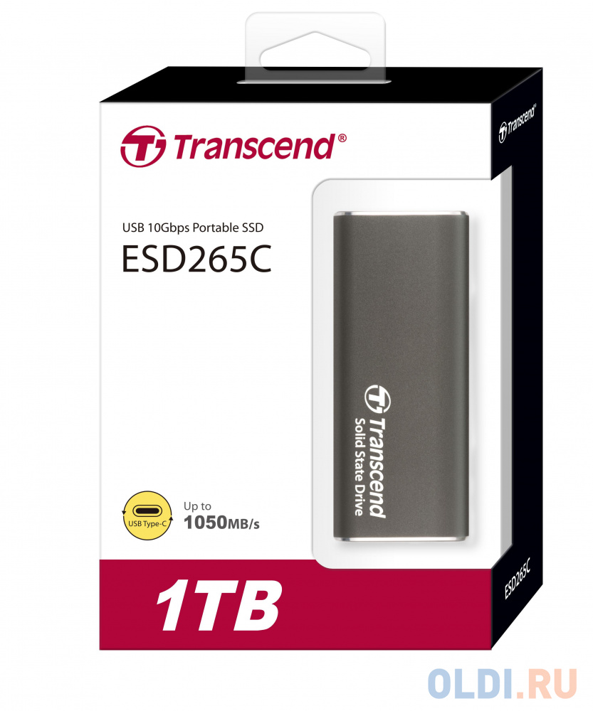 Накопитель SSD Transcend USB-C 1TB TS1TESD265C серый Вид№2