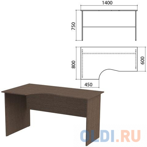 

Стол письменный эргономичный "Канц", 1400х800х750 мм, левый, цвет венге (КОМПЛЕКТ)