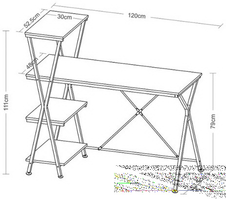 Стол на металлокаркасе BRABIX &quot;LOFT CD-004&quot;, 1200х535х1110 мм, 3 полки, цвет дуб антик, 641219 Вид№3