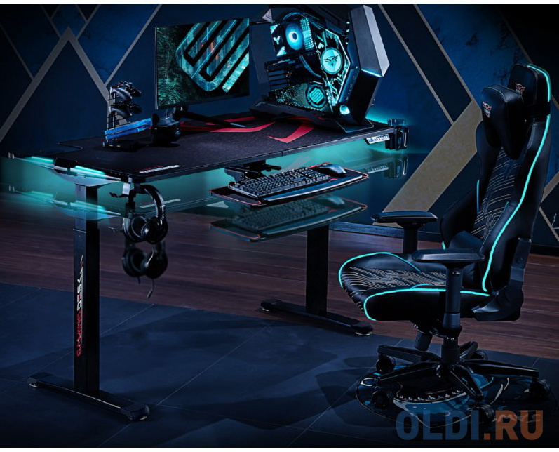 Стол для для компьютера c электрической регулировкой по высоте и RGB-подсветкой EUREKA ERK-EGD-S62B фото