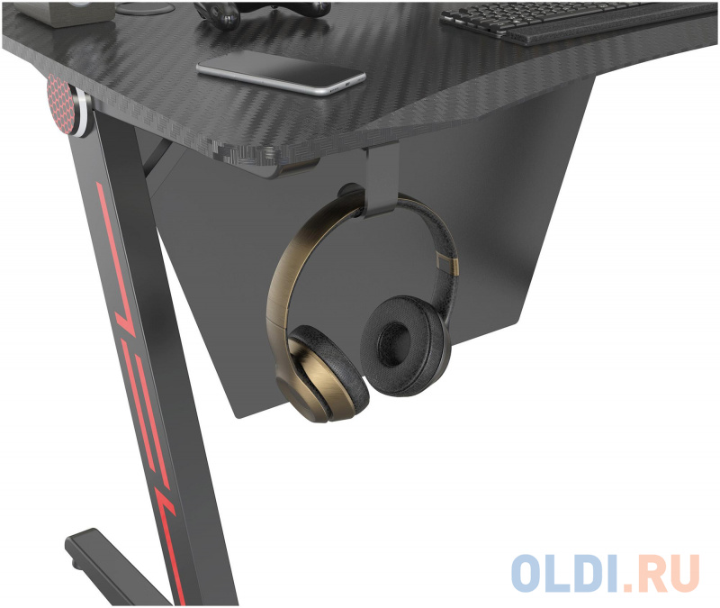 Стол игровой Cactus CS-GTZ-BKRD-CARBON столешница МДФ карбон каркас черный фото