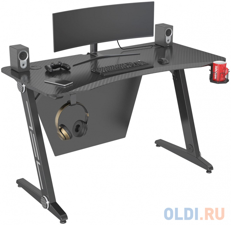 Стол игровой Cactus CS-GTZ-BKSL-CARBON столешница МДФ карбон каркас черный фото