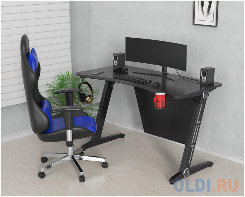 Стол игровой Cactus CS-GTZ-BKSL-CARBON столешница МДФ карбон каркас черный фото