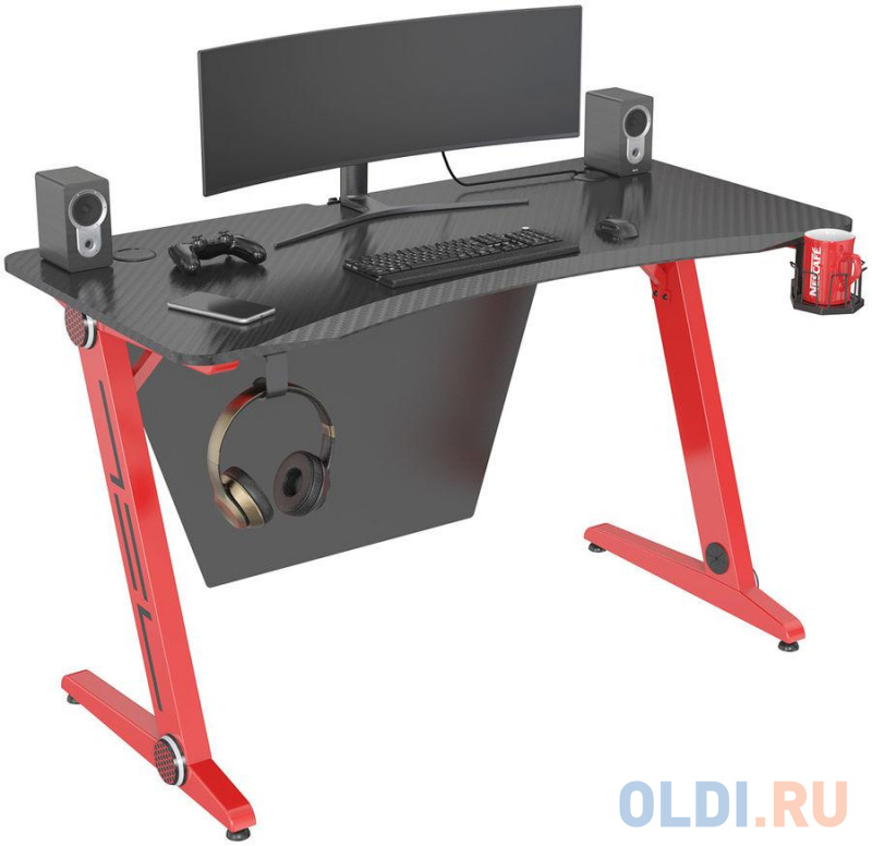 Стол игровой Cactus CS-GTZ-RDBK-CARBON столешница МДФ карбон каркас красный фото