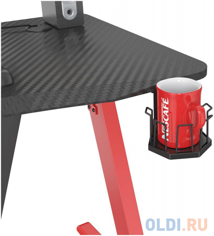 Стол игровой Cactus CS-GTZ-RDBK-CARBON столешница МДФ карбон каркас красный фото
