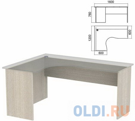 

Стол компактный ЧАСТЬ 2 "Арго", 1600х1200х760 мм, левый, ясень шимо