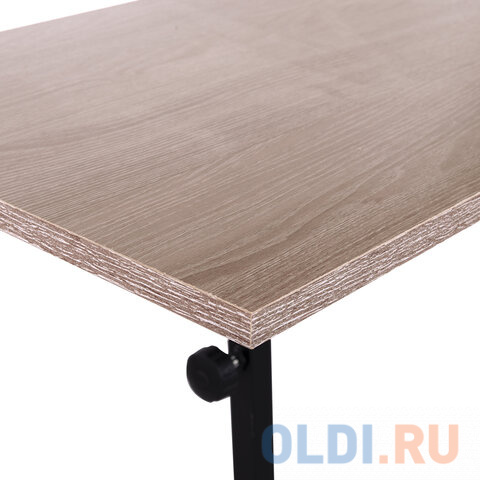 Стол BRABIX "Smart CD-015", 600х380х670-880 мм, ЛОФТ, регулируемый, колеса, металл/ЛДСП дуб, каркас черный, 641886 фото