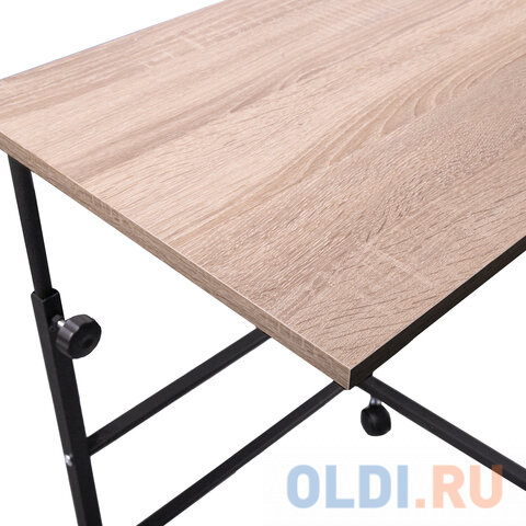 Стол BRABIX "Smart CD-013", 600х420х745-860 мм, ЛОФТ, регулируемый, колеса, металл/ЛДСП дуб, каркас черный, 641882 фото