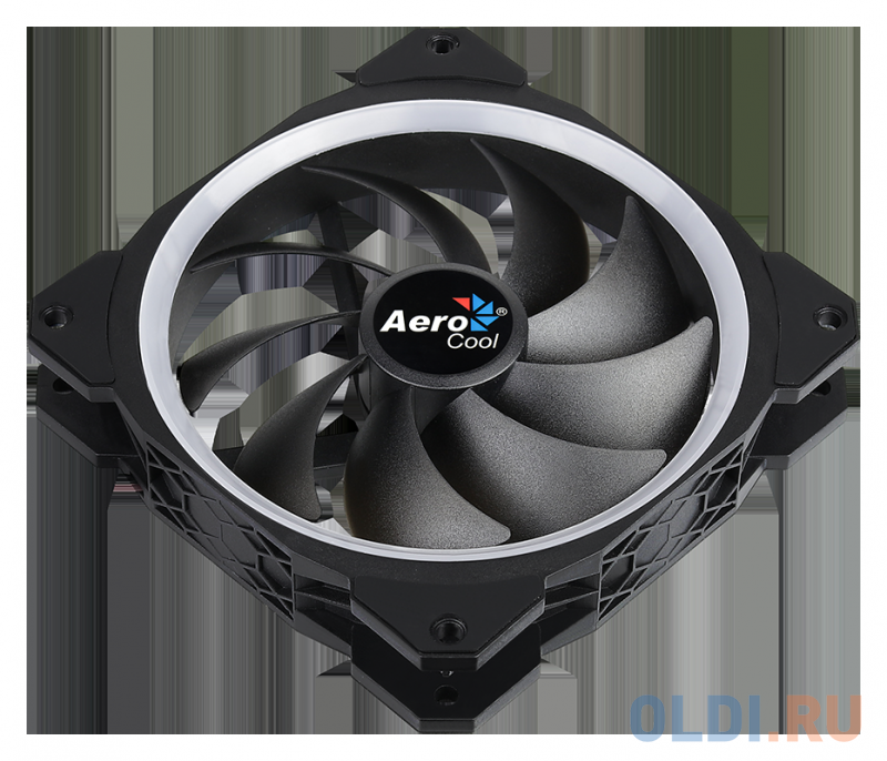 Вентилятор Aerocool ORBIT , 120x120x25мм, 16,8 млн. цветов, RGB подсветка в виде двойного кольца, 3-Pin, 1200 об/мин, 55,9 CFM, 14,1 дБА фото