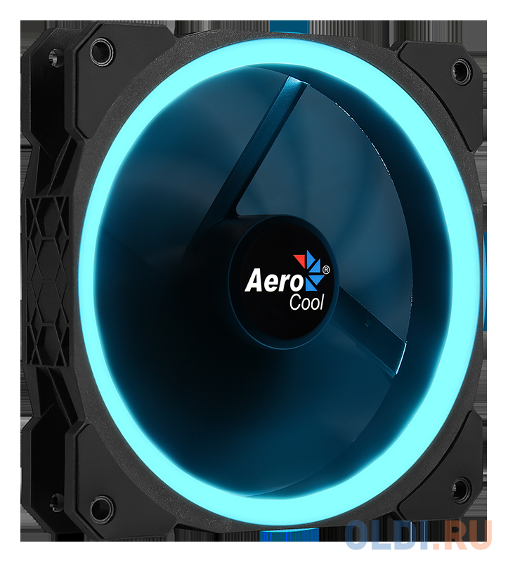 Вентилятор Aerocool ORBIT , 120x120x25мм, 16,8 млн. цветов, RGB подсветка в виде двойного кольца, 3-Pin, 1200 об/мин, 55,9 CFM, 14,1 дБА фото