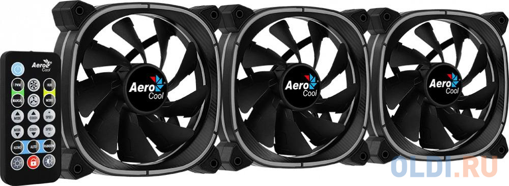 Вентилятор Aerocool Astro 12 Pro (3x120мм, 17.5dB, 1000rpm, 6 pin, подсветка+ пульт) RTL - фото 3