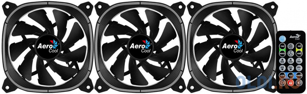 Вентилятор Aerocool Astro 12 Pro (3x120мм, 17.5dB, 1000rpm, 6 pin, подсветка+ пульт) RTL - фото 4