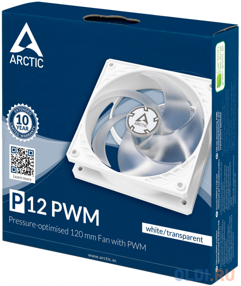 Case fan ARCTIC P12 PWM (white/transparent)- retail (ACFAN00131A) - фото 2