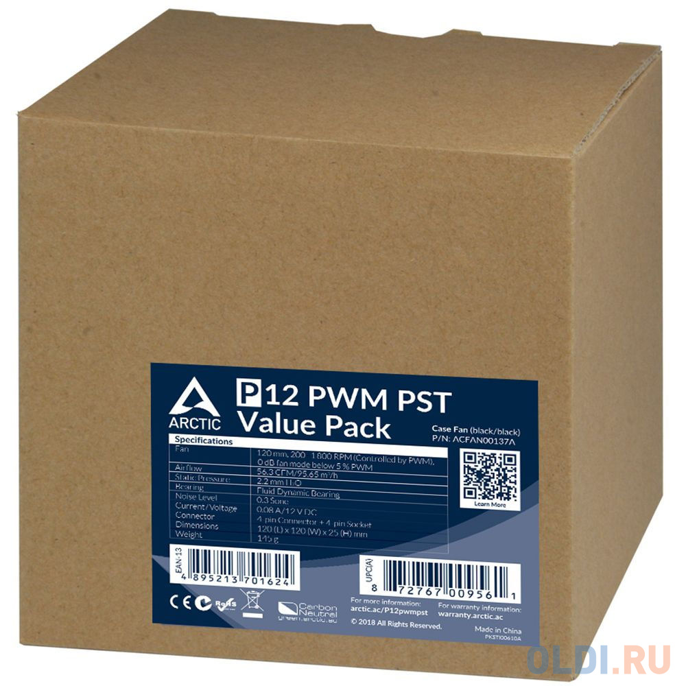 

Case fan ARCTIC P12 PWM PST Value pack (black/black) (5pc) (ACFAN00137A)