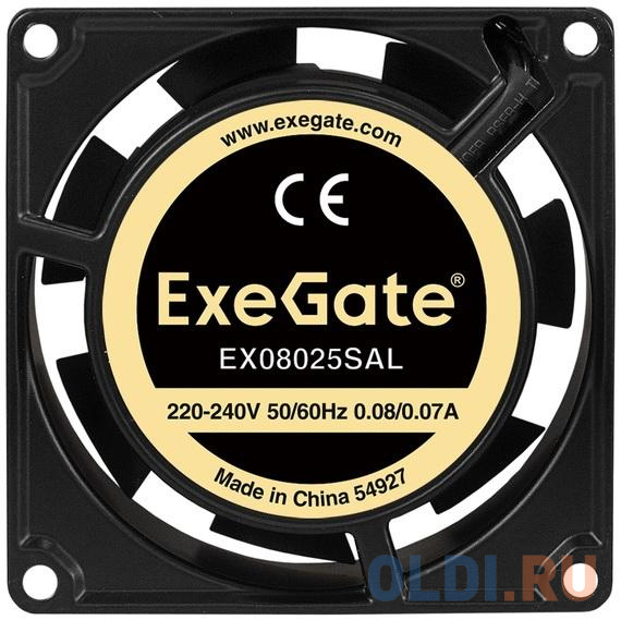 Exegate EX288996RUS Вентилятор 220В ExeGate EX08025SAL (80x80x25 мм, Sleeve bearing (подшипник скольжения), подводящий провод 30 см, 2500RPM, 31dBA), размер 80 x 80 мм - фото 1