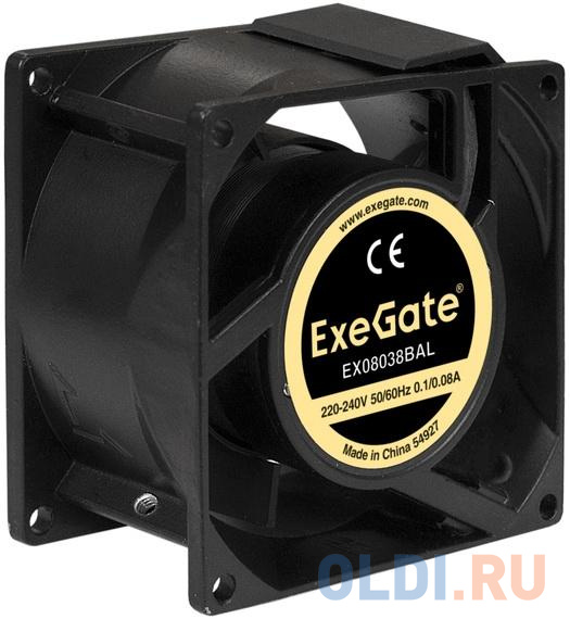 Exegate EX288999RUS Вентилятор 220В ExeGate EX08038BAL (80x80x38 мм, 2-Ball (двойной шарикоподшипник), подводящий провод 30 см, 2500RPM, 37dBA) gembird вентилятор 92x92x25 гидродинамический 3 pin провод 30 см d9225hm 3