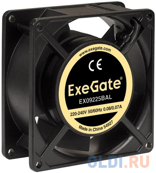 Exegate EX289003RUS Вентилятор 220В ExeGate EX09225BAL (92x92x25 мм, 2-Ball (двойной шарикоподшипник), подводящий провод 30 см, 2600RPM, 35dBA) gembird вентилятор 92x92x25 гидродинамический 3 pin провод 30 см d9225hm 3