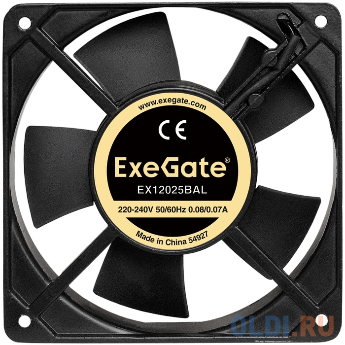 Exegate EX289013RUS Вентилятор 220В ExeGate EX12025BAL (120x120x25 мм, 2-Ball (двойной шарикоподшипник), подводящий провод 30 см, 22000RPM, 33dBA), размер 120 х 120 мм - фото 3