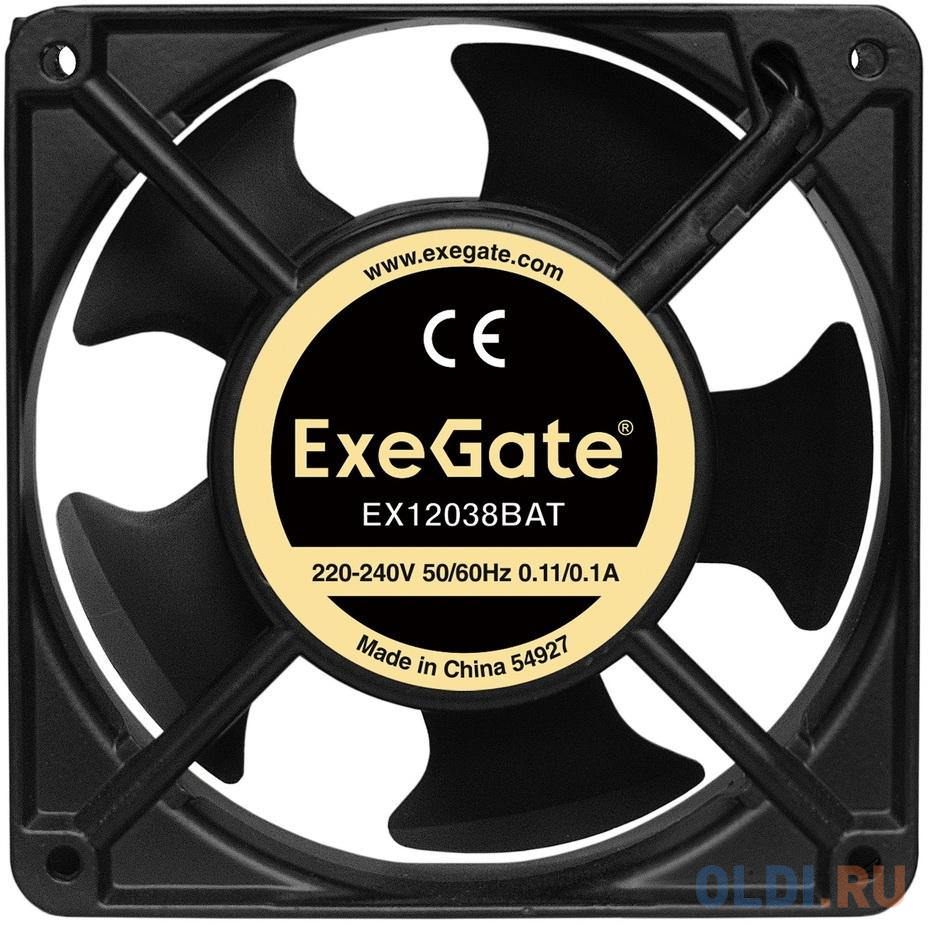 Exegate EX289019RUS Вентилятор 220В ExeGate EX12038BAT (120x120x38 мм, 2-Ball (двойной шарикоподшипник), клеммы, 2700RPM, 43dBA), размер 120 х 120 мм - фото 2