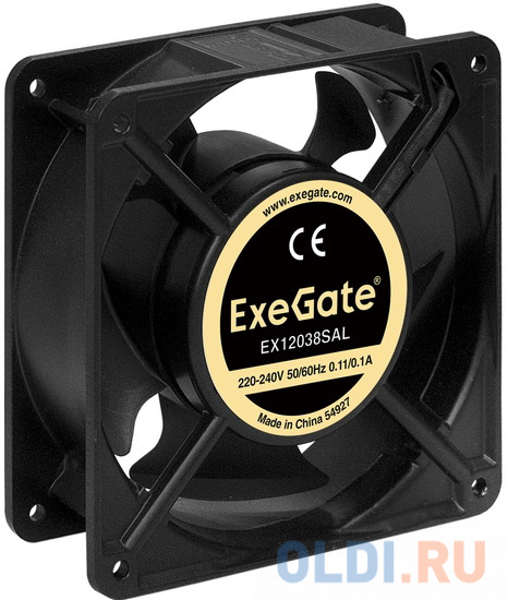 Exegate EX289020RUS Вентилятор 220В ExeGate EX12038SAL (120x120x38 мм, Sleeve bearing (подшипник скольжения), подводящий провод 30 см, 2600RPM, 42dBA) exegate ex281210rus вентилятор exegate mirage s 30x30x10 подшипник скольжения 8000 rpm 23 3pin