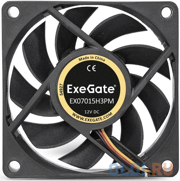 Exegate EX283372RUS Вентилятор ExeGate EX07015H3PM, 70x70x15 мм, гидродинамический, 3pin+Molex, 3000RPM, 26dBA, размер 70 х 70 мм - фото 2