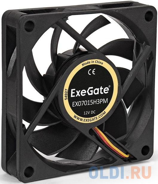 Exegate EX283372RUS Вентилятор ExeGate EX07015H3PM, 70x70x15 мм, гидродинамический, 3pin+Molex, 3000RPM, 26dBA, размер 70 х 70 мм - фото 5